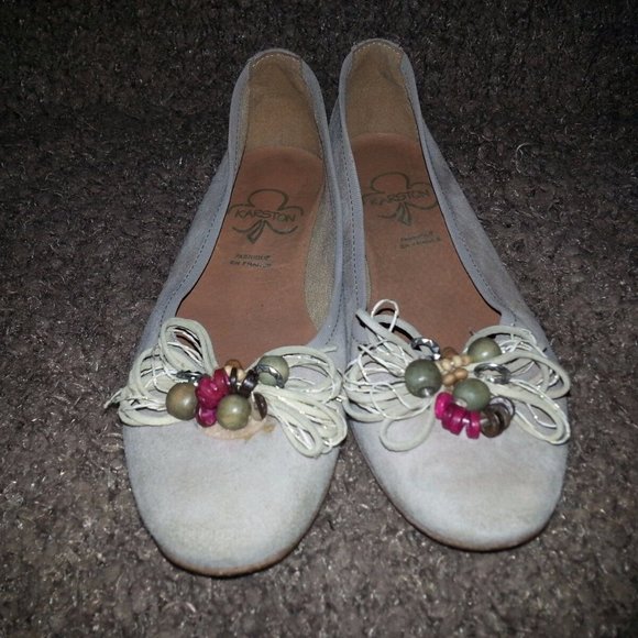 KARSTON-France-Beige Suede w/Detailing Ballet Flats-Size 37-6.5US-Excellent - Picture 3 of 7